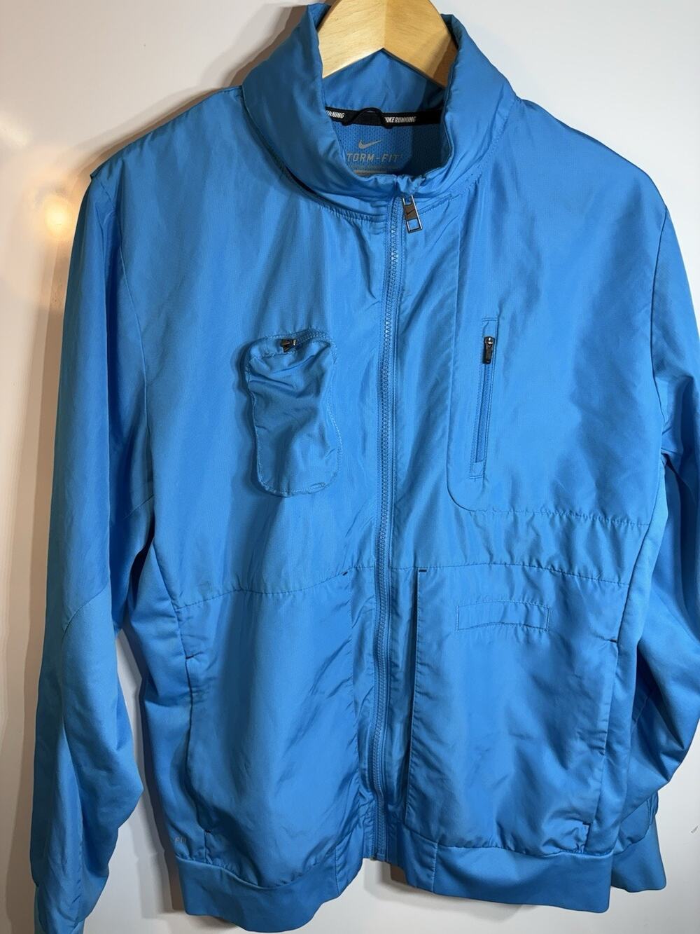 Nike Jacket Mens Large Blue Storm Fit Tech Full Zip Hooded Water Resistant Sz L